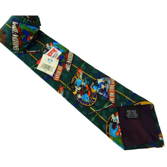 Disney Silk Tie Mens Necktie 90s Cartoon Vibe Hunting Fishing Playful Whimsical - Picture 3 of 3